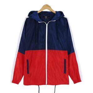 Men's Two Tone Windbreaker Hooded Jacket Outwear Size 2XL